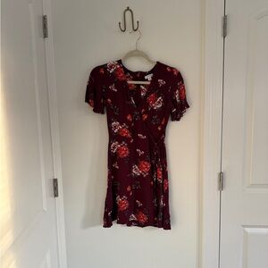 Floral Wrap Dress in Red by Xhiliration